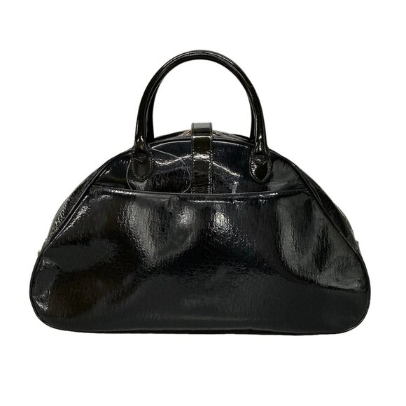 Auth DIOR/ChristianDior Double saddle bag / Trotter Black Patent Leather Handbag - Picture 2 of 16